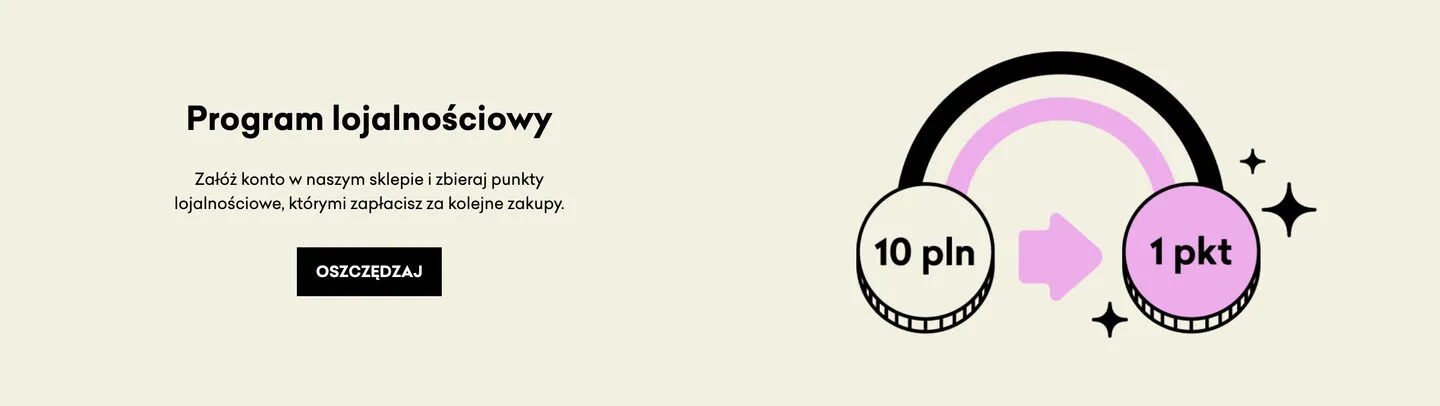 The Cztery Szpaki loyalty programme banner, illustrating ten złoty converting into one point