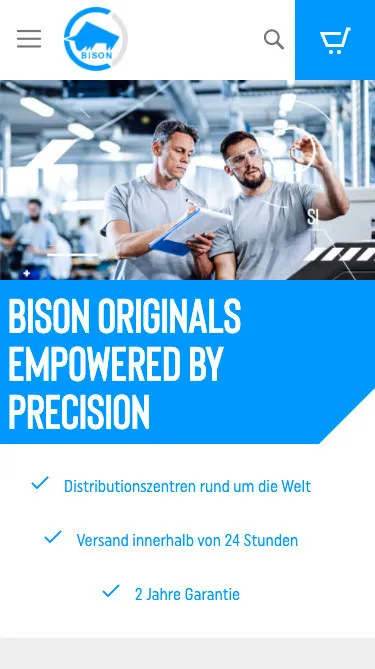 The same BISON store on mobile, in its German language version.