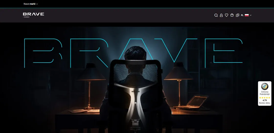 The Brave home page: a dark background and the Brave wordmark in neon outline
