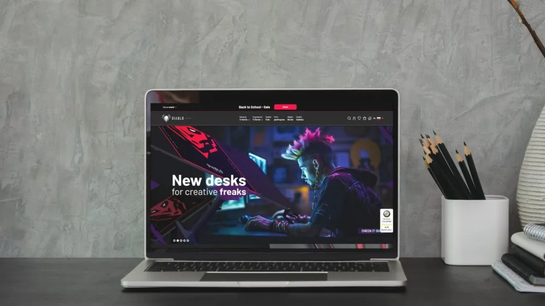 The Diablo Chairs store on Magento 2 on a laptop screen