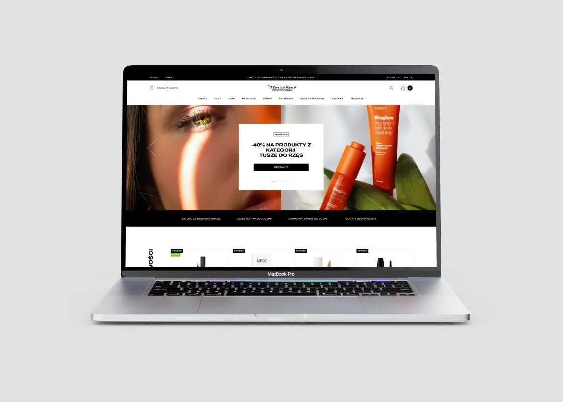 The Pierre René Professional home page after the implementation, on a laptop screen.