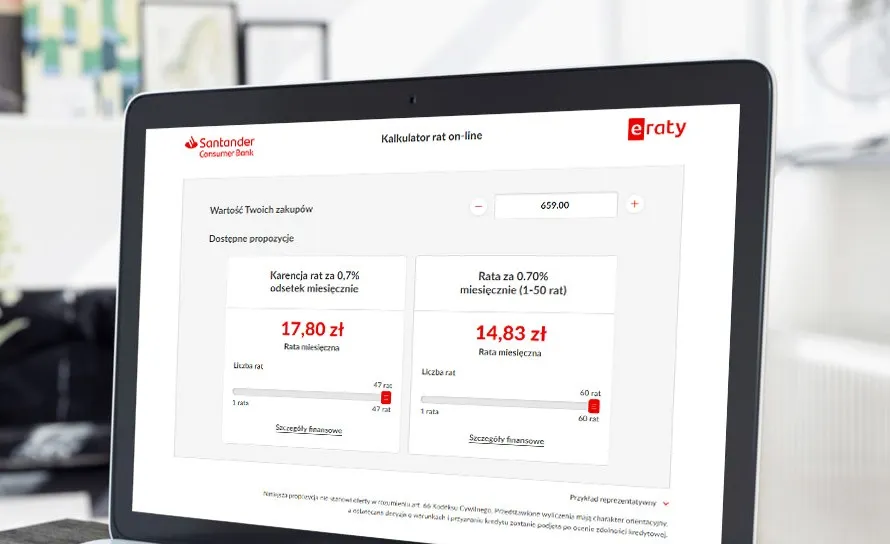 The eRaty online instalment calculator on a laptop screen