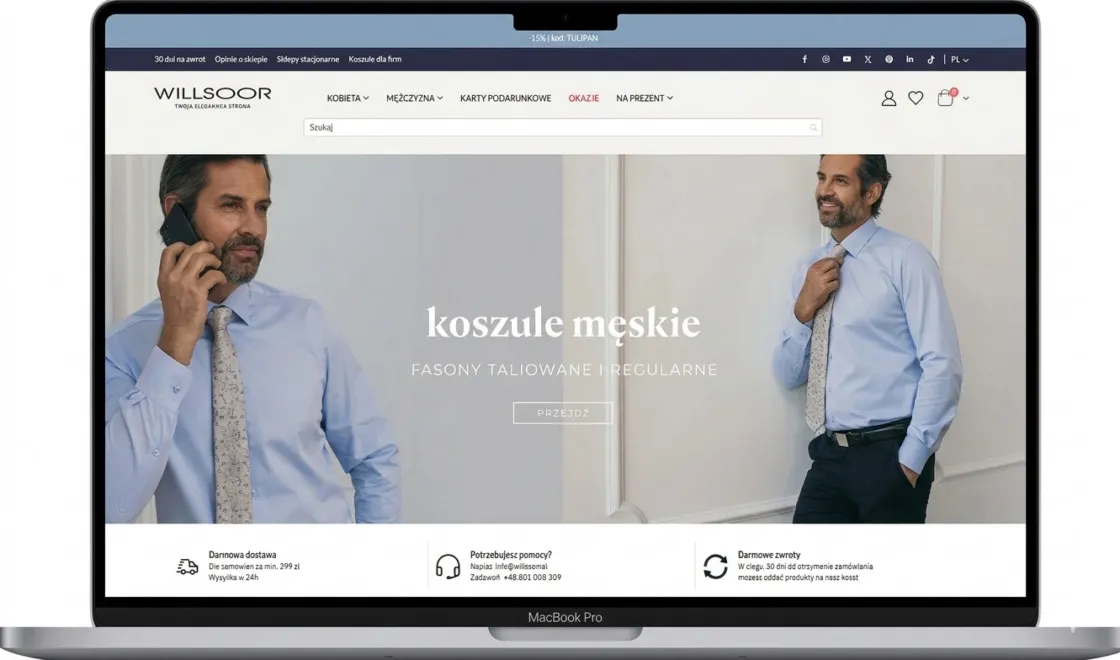 The Willsoor store with men's and women's clothing on Magento 2